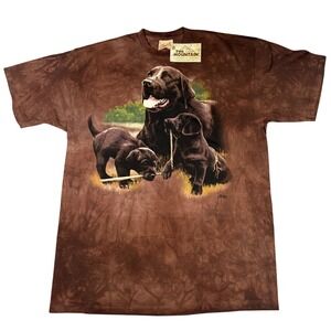 Vintage The Mountain Chocolate Lab T-Shirt Mens XXL Brown Tie Dye Nigel Hemming